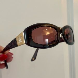 Chanel 5014 CC Quilted Vintage Sunglasses (Brown & Gold)